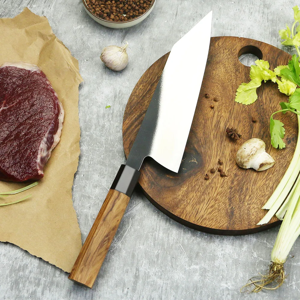 Professional Chef Knife, Hikari - High-Quality Cooking Knife, Olive Wood Handle, Stainless Steel 440C Blade 22cm - Hikari