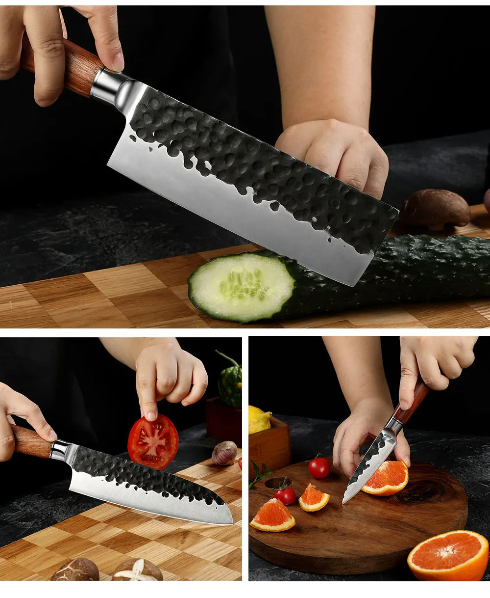 Petty / Utility Knife, Hikari - High-Carbon Blade with Rosewood Handle, Ideal for Precision Cuts and Peeling - Hikari