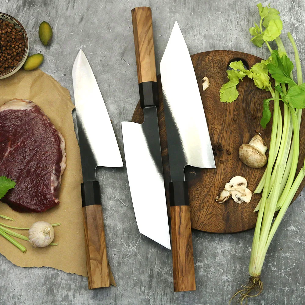 Professional Chef Knife, Hikari - High-Quality Cooking Knife, Olive Wood Handle, Stainless Steel 440C Blade 22cm - Hikari