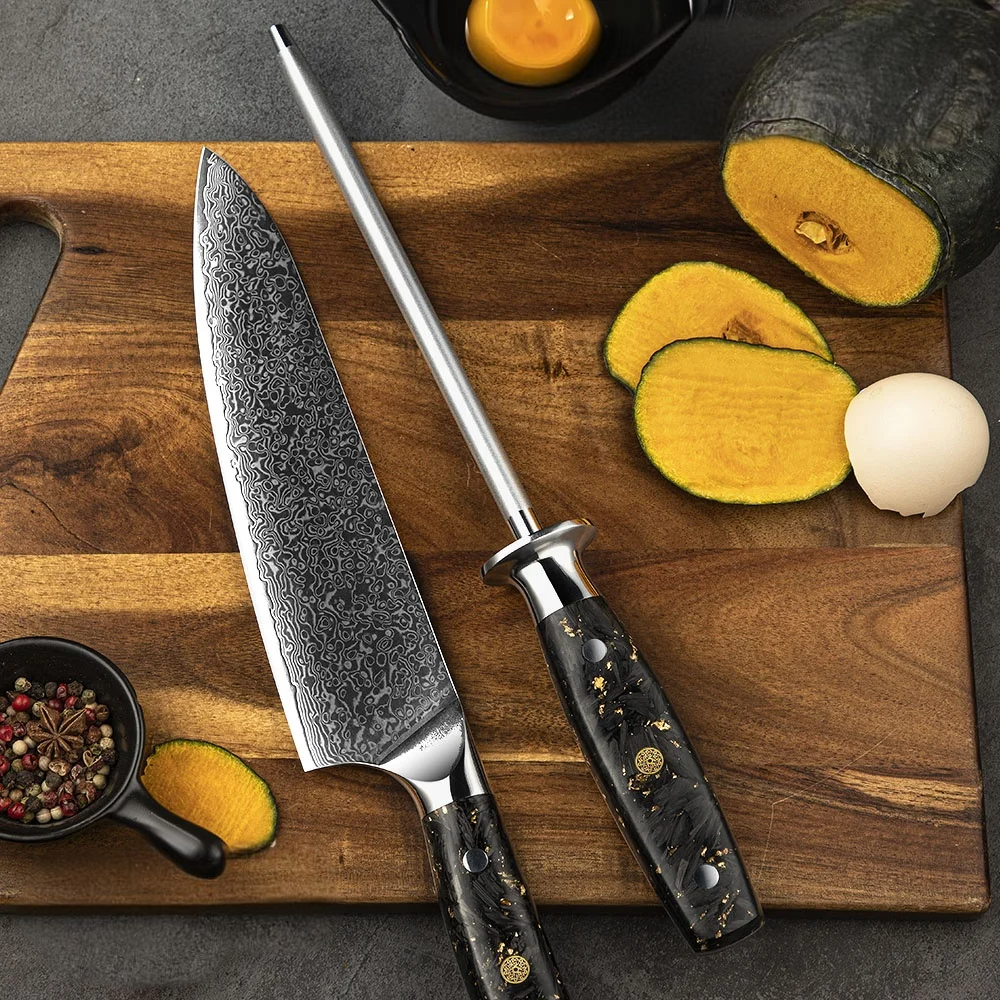 Diamond Rod Knife Blade Sharpener, Carbon Fiber Handle - Hikari