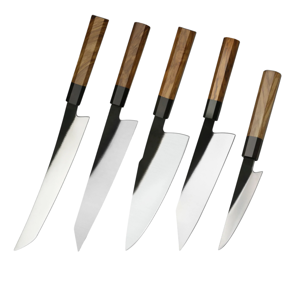 Traditional Knife Set Carbon Steel Blade and Olive Wood Handle H291