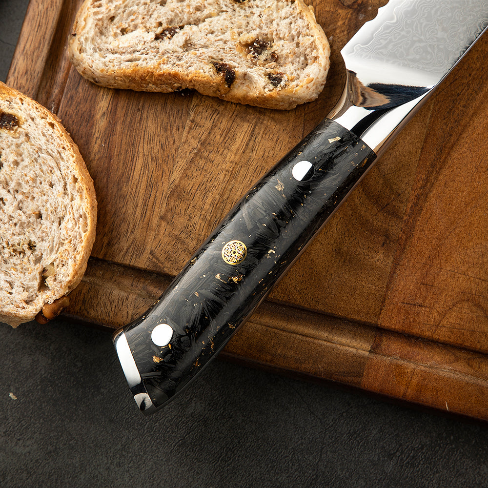 Bread VG-10 Damascus Carbon Fiber Foil Resin Handle 20cm - Hikari