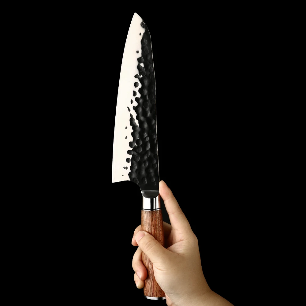 Professional Chef Knife - Multi-Functional Large Carbon Stainless Steel Blade, Precise Slicing, Rosewood Handle - Hikari