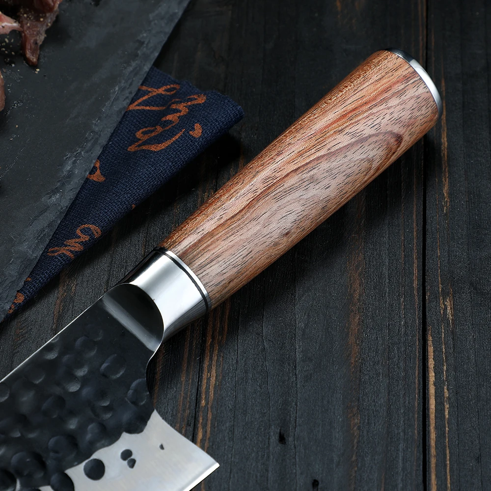 Professional Chef Knife - Multi-Functional Large Carbon Stainless Steel Blade, Precise Slicing, Rosewood Handle - Hikari