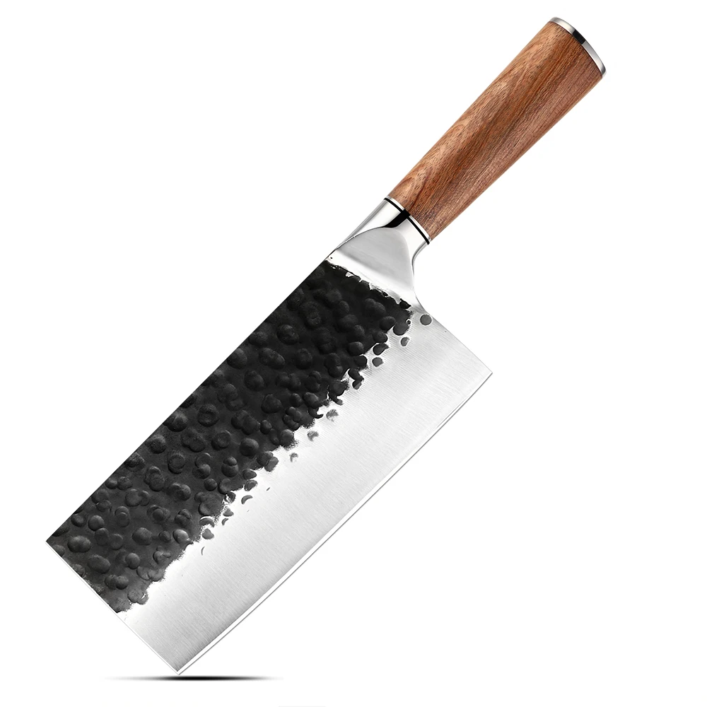 Heavy-Duty Cleaver, Hikari – Carbon Stainless Steel, Rosewood Handle – For Chopping and Butchering Tough Ingredients - Hikari