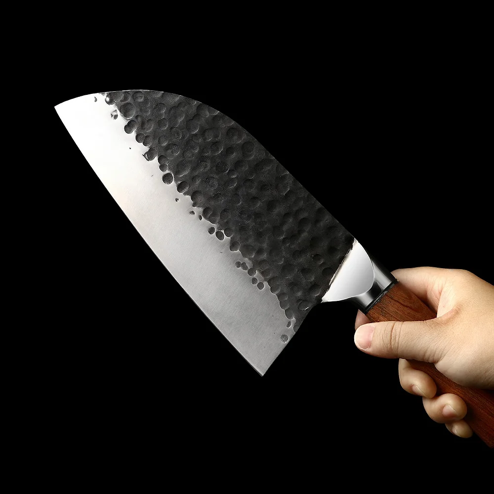 Satar rotunjit din oțel inoxidabil cu conținut ridicat de carbon cu mâner din lemn de trandafir 18 cm - Hikari