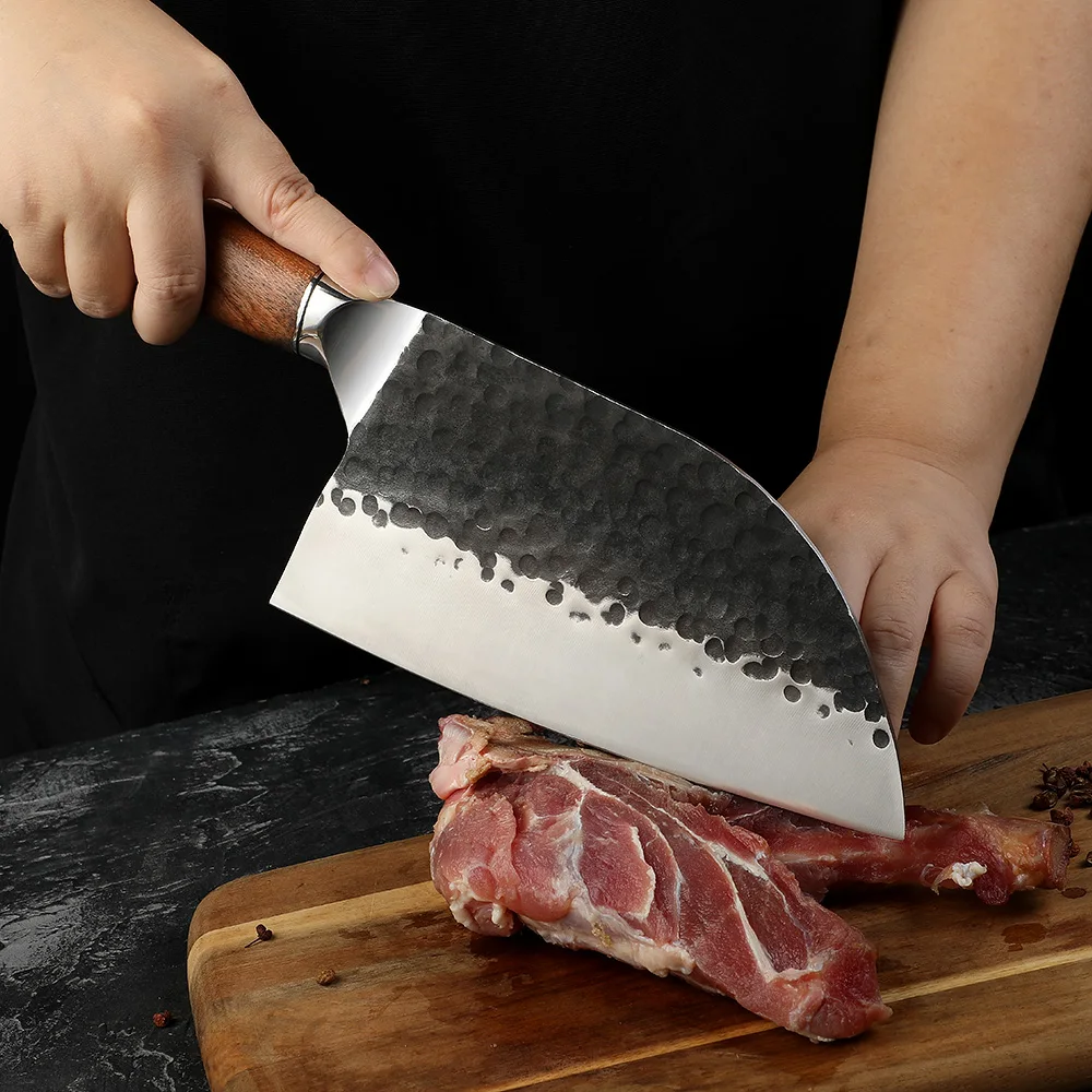 Satar rotunjit din oțel inoxidabil cu conținut ridicat de carbon cu mâner din lemn de trandafir 18 cm - Hikari