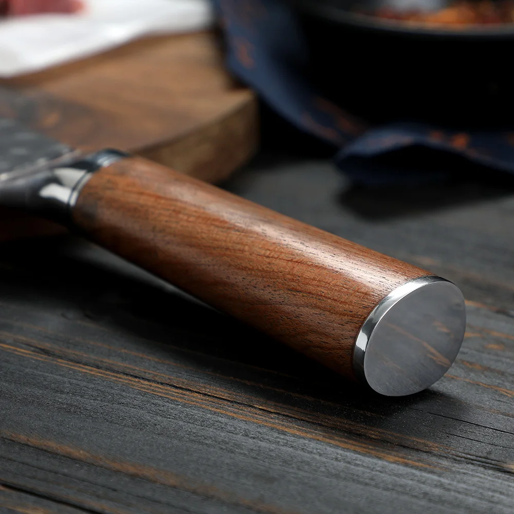 Satar rotunjit din oțel inoxidabil cu conținut ridicat de carbon cu mâner din lemn de trandafir 18 cm - Hikari