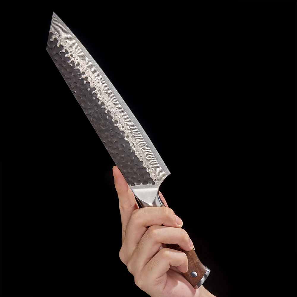 All-Purpose Kiritsuke Kitchen Knife, Hikari – Premium Japanese Damascus Steel, Walnut Handle for Precision Cutting - Hikari