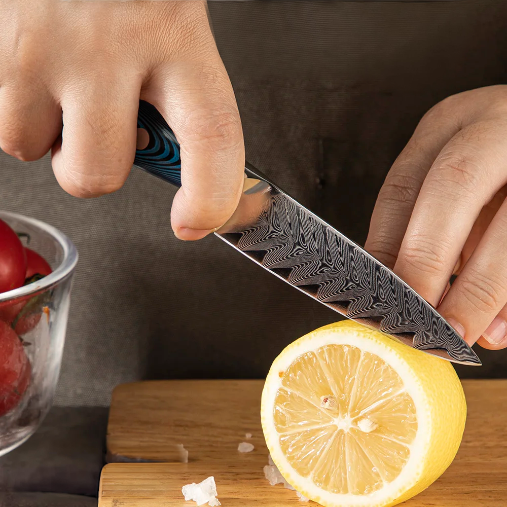 Professional Paring / Sharp Small Knife, Hikari – Damascus Blade, Pakkawood Handle, for Trimming Vegetables - Hikari