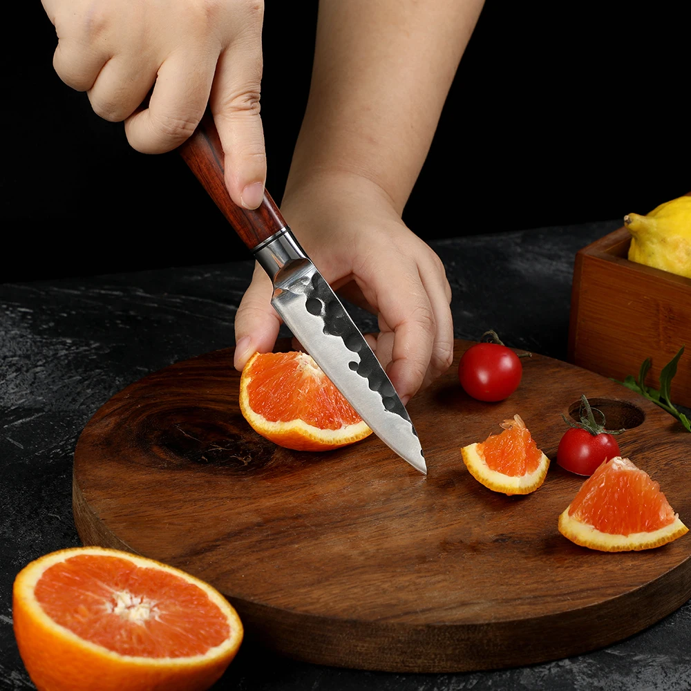 Kitchen Paring Knife, Hikari – High-Carbon Stainless Steel Blade, Ergonomic Rosewood Handle - Hikari