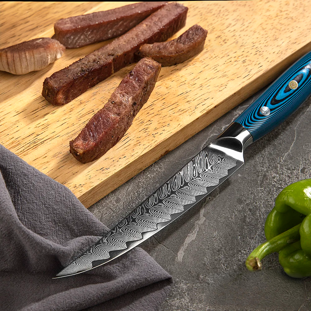 High-Performance Steak Knife – Damascus Steel, Ergonomic Handle, Ideal for Slicing and Carving Meats, Hikari - Hikari
