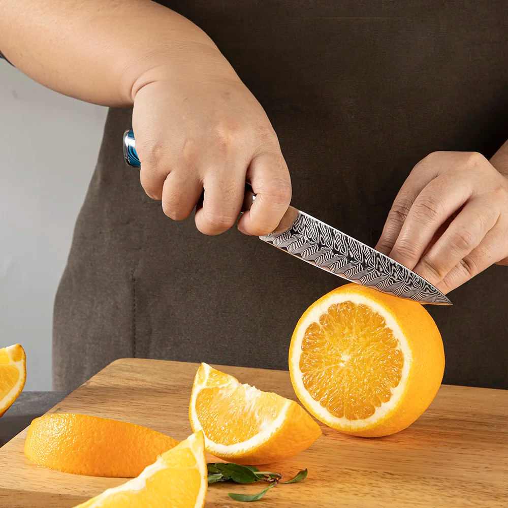 Premium Petty Knife, Hikari – Multi-Purpose Small Knife with Damascus and VG -10 Blade, for Precision Cutting - Hikari