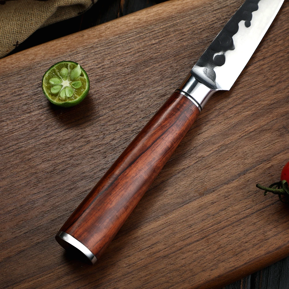 Petty / Utility Knife, Hikari - High-Carbon Blade with Rosewood Handle, Ideal for Precision Cuts and Peeling - Hikari