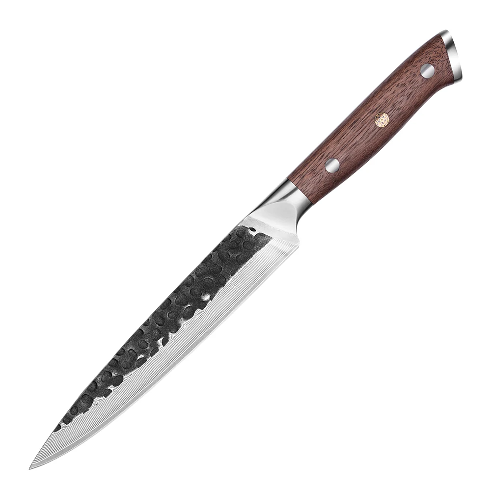 Professional Petty Knife, Hikari – Damascus VG- 10 Blade, Fruit & Vegetable Precision Cutting, Walnut Handle - Hikari