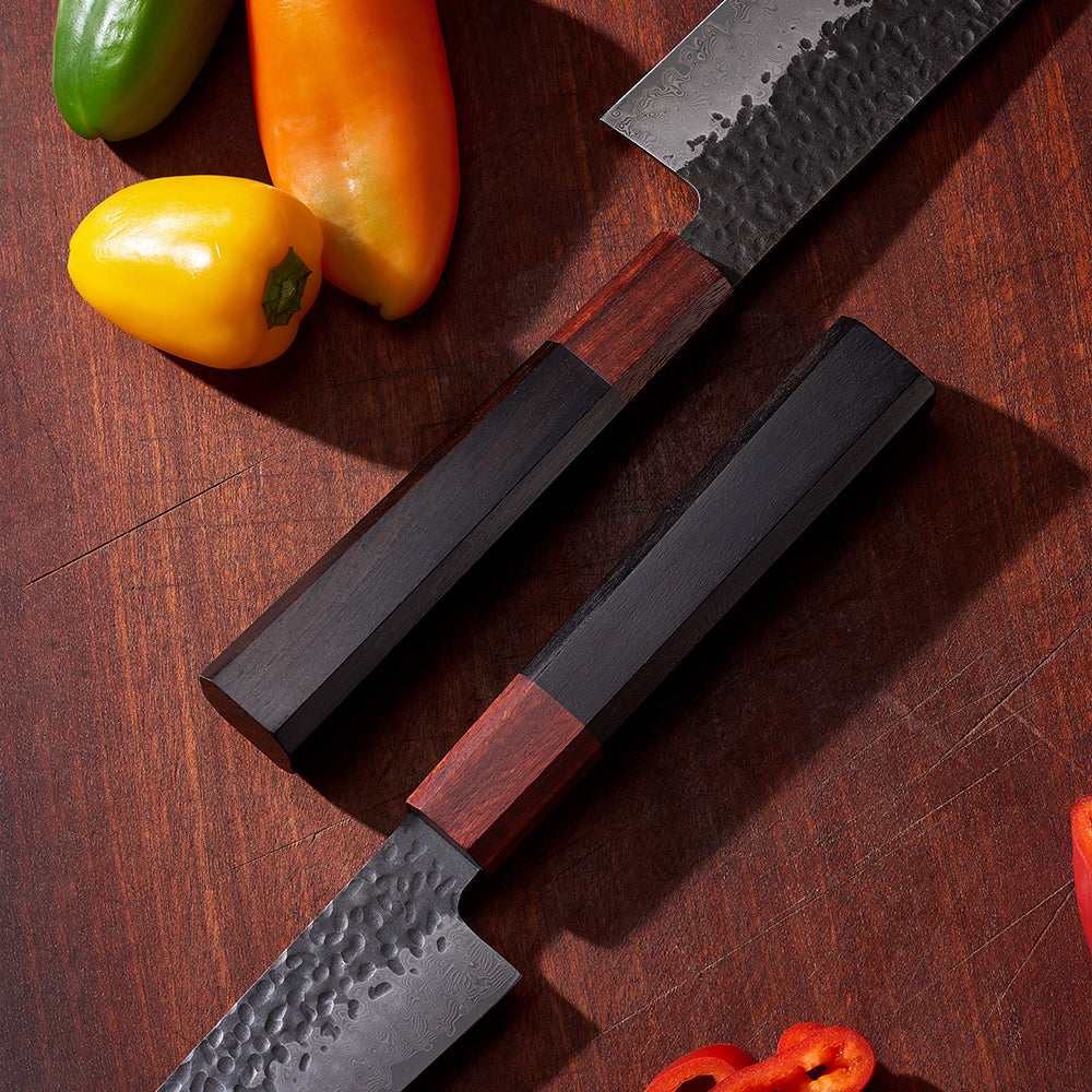 Universal Japanese Kitchen Knife, Hikari – VG -10 Damascus Blade, Ebony Wood Handle - Hikari