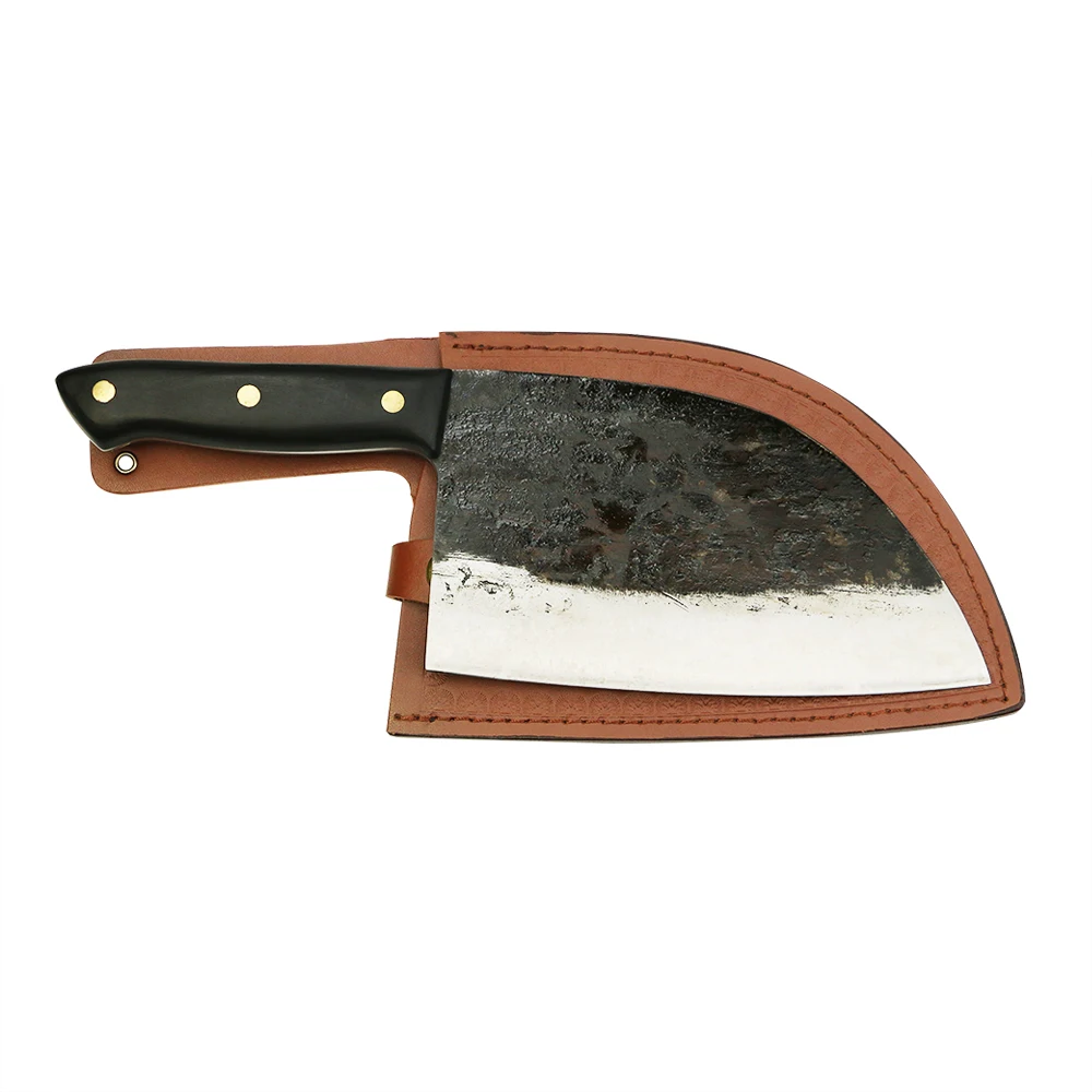 Cleaver High Carbon Steel, Pakkawood Handle with Leather Bag, 18 cm - Hikari