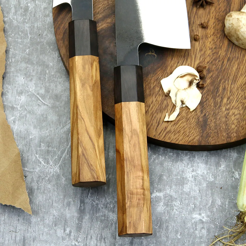 Universal Knife for Meat and Vegetables, Hikari – Stainless Steel Kurouchi Blade, Premium Olive Wood Handle - Hikari