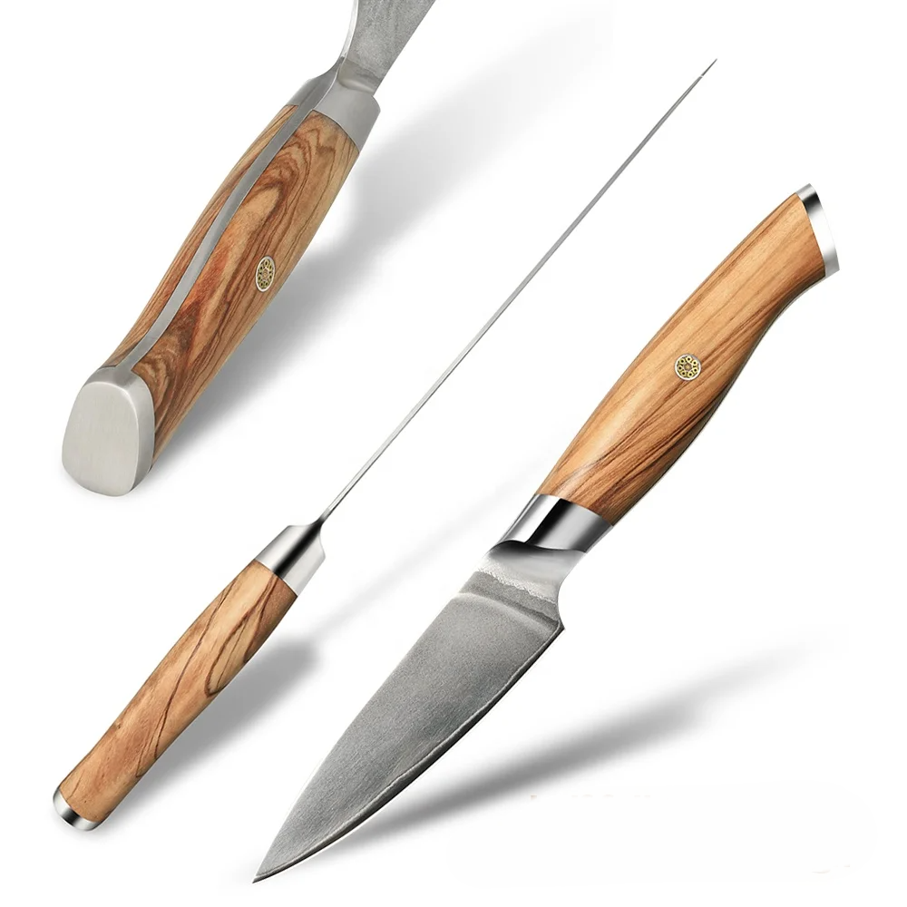 Professional Paring Knife, Hikari – VG-10 Steel Blade with Olive Wood Handle – Precision Knife for Small Kitchen Tasks - Hikari