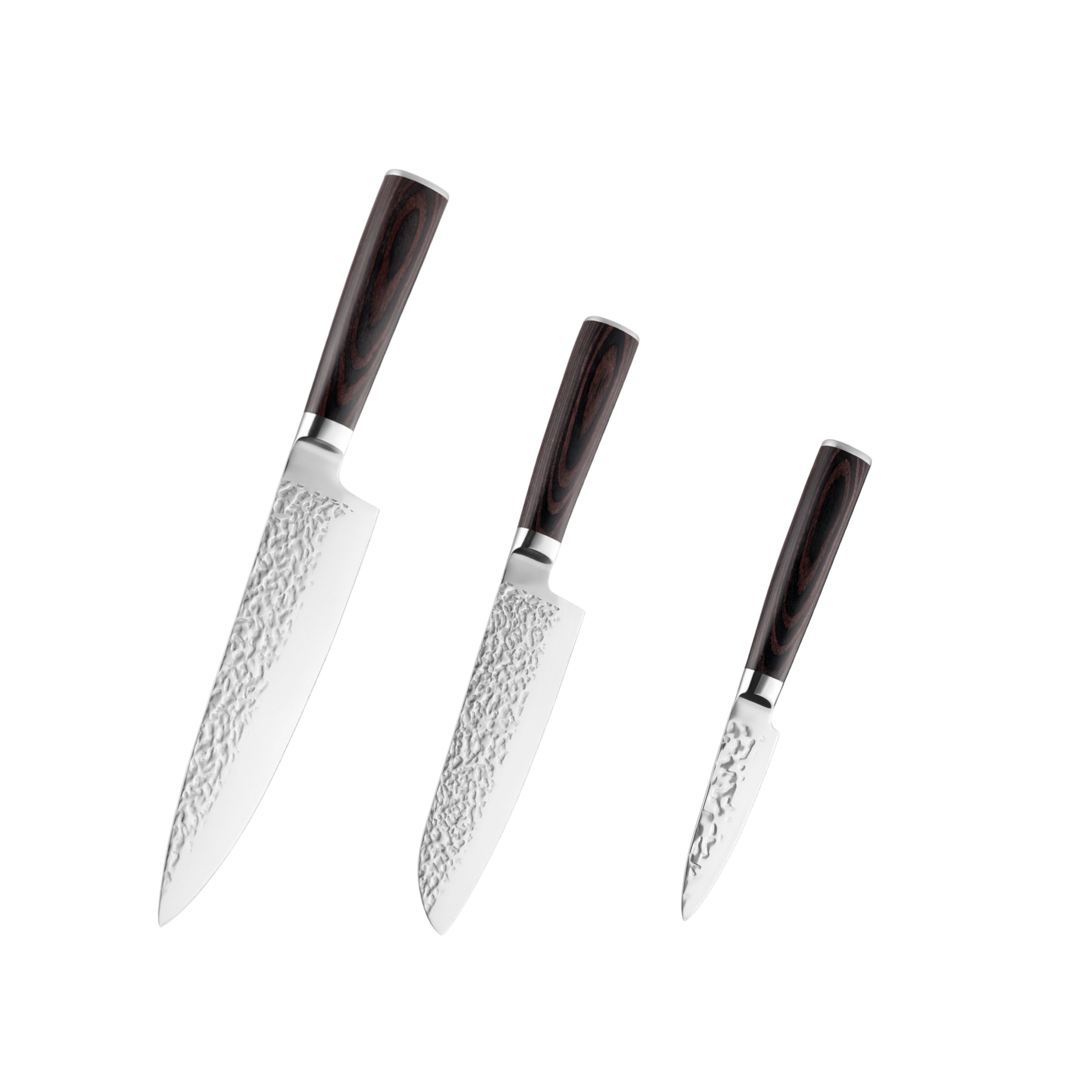 Hikari kalapált rozsdamentes acél késkészlet – séfkés, Mini Santoku és hámozókés H332