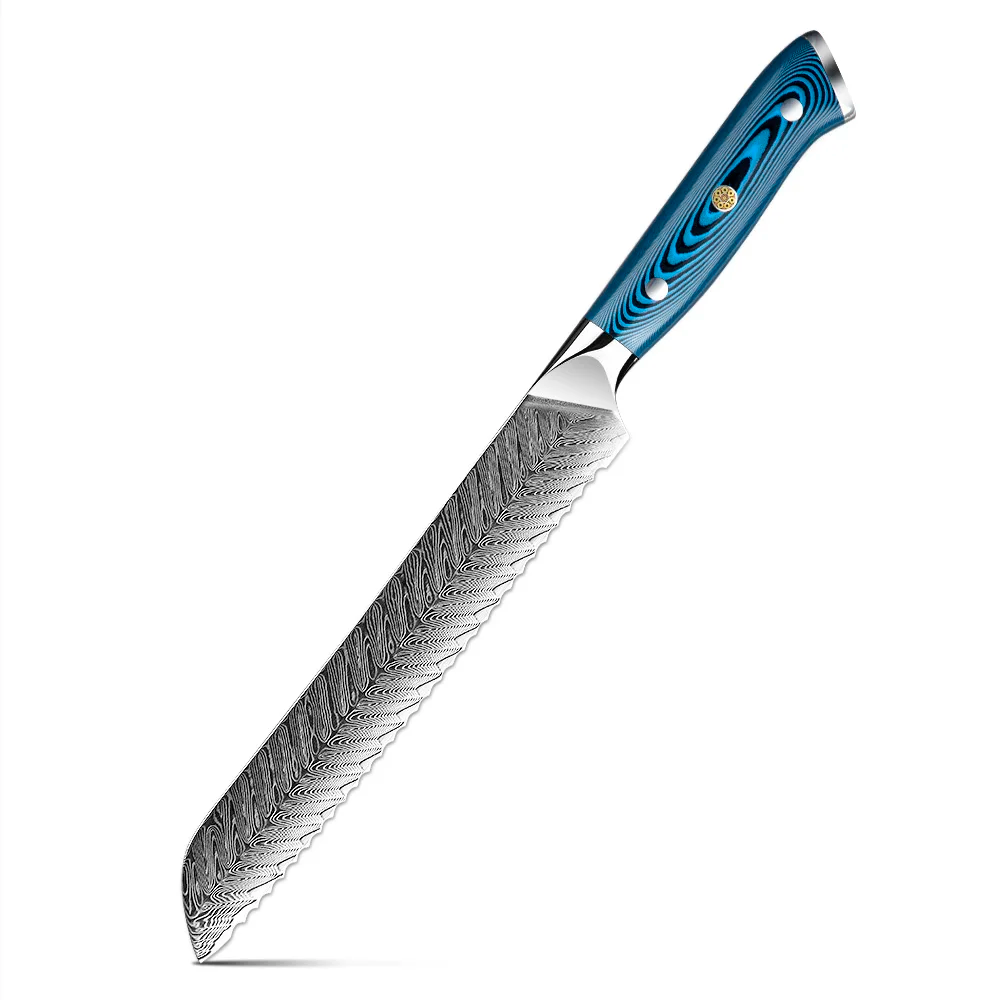 Bread High-Carbon Martensitic Stainless Steel Blue Pakkawood Handle 20cm - Hikari