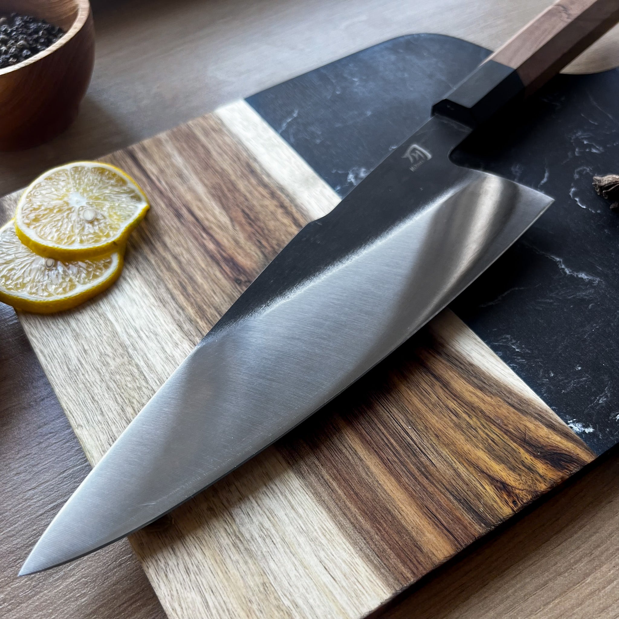 Chef Knife, Hikari - Professional Stainless Steel Blade with Olive Wood Handle for Culinary Excellence - Hikari