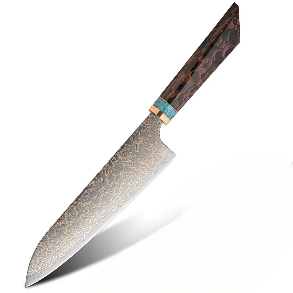 Premium Chef Knife, Hikari - VG -10 Damascus Steel with Turquoise Handle - for Professional Cooking - Hikari