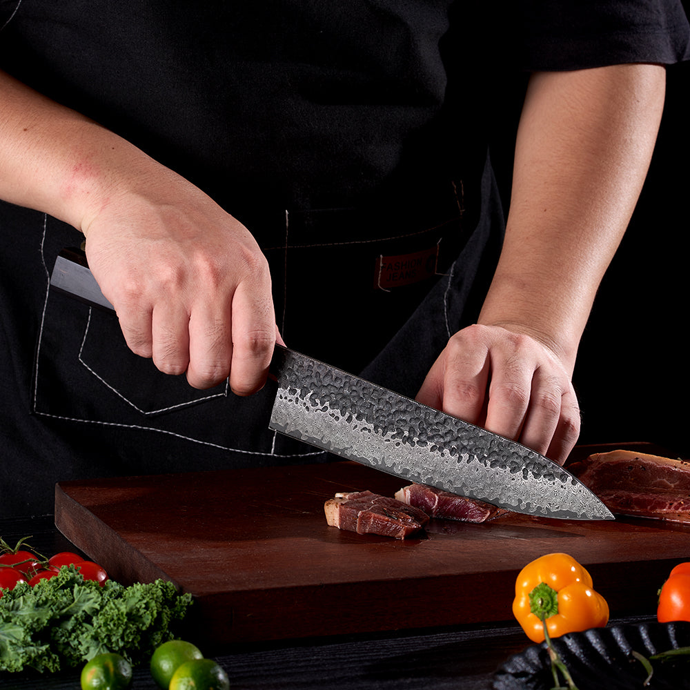 Professional Kitchen Knife, Hikari Knife - Japanese Style, Professional 67-Layer Damascus Steel, Ergonomic Ebony Handle - Hikari