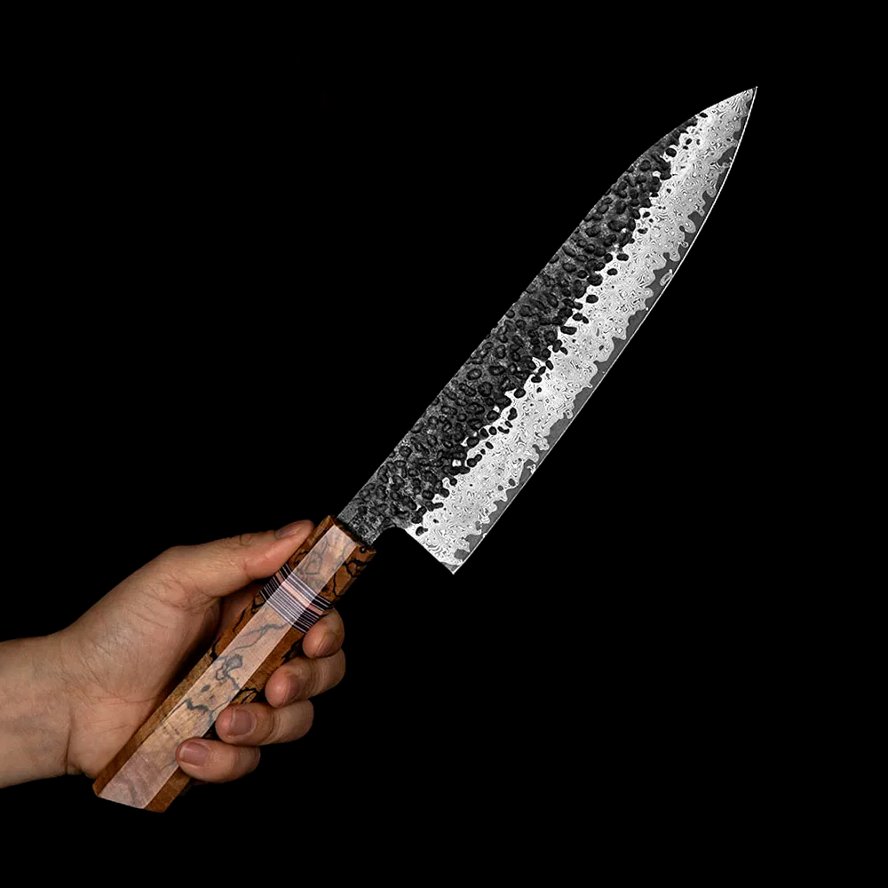 Professional Chef Knife, Hikari Knife - Japanese Style Professional 67-Layer Damascus Steel and Spalted Maple
