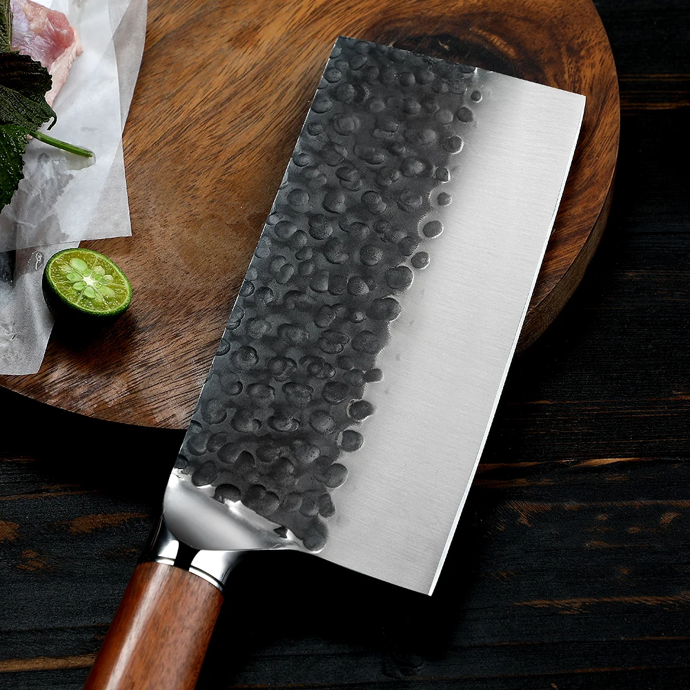 Heavy-Duty Cleaver, Hikari – Carbon Stainless Steel, Rosewood Handle – For Chopping and Butchering Tough Ingredients - Hikari