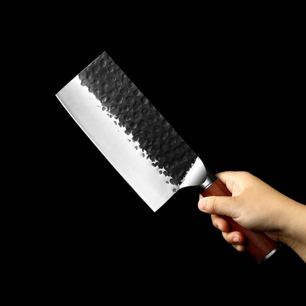 Heavy-Duty Cleaver, Hikari – Carbon Stainless Steel, Rosewood Handle – For Chopping and Butchering Tough Ingredients - Hikari