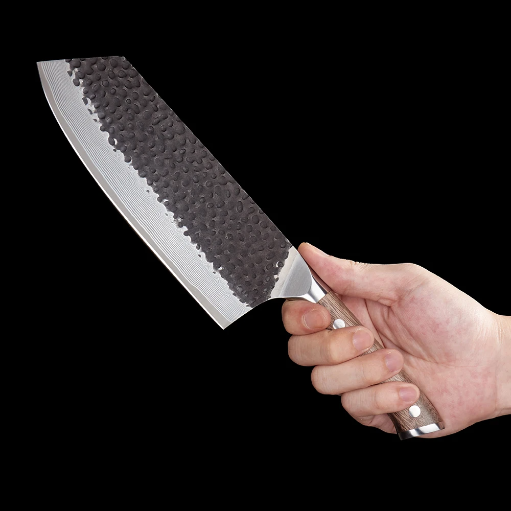 Bunka, Hikari Knife - VG -10 Kurouchi Hammered Damascus Premium Walnut Handle 19cm - Hikari