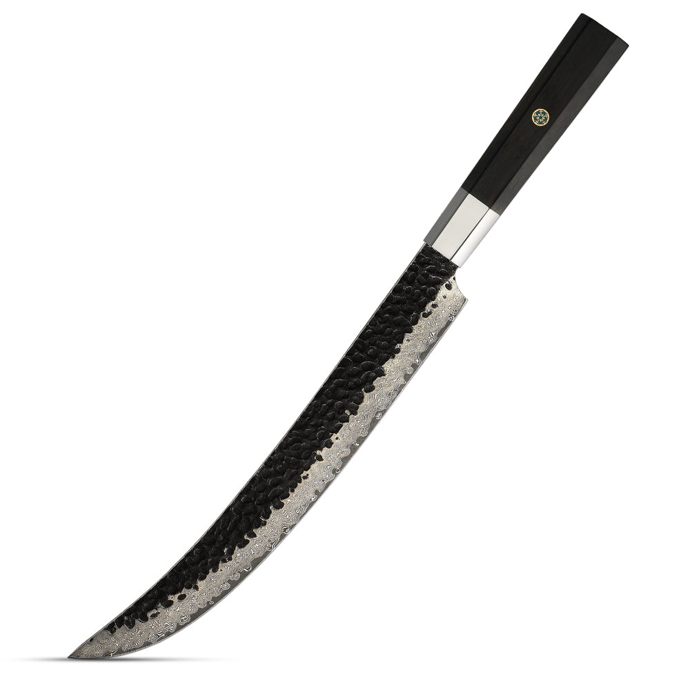Slaugther VG-10 Kurouchi Hammered Damascus Ebony Handle 25cm - Hikari