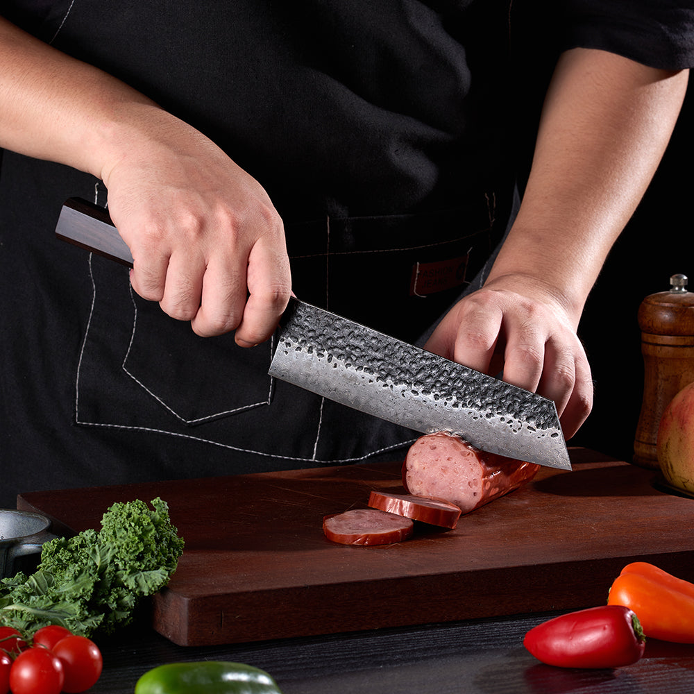 Professional Kiritsuke Knife – Japanese - Style VG -10 Damascus Kitchen Knife with Ebony Handle - Hikari