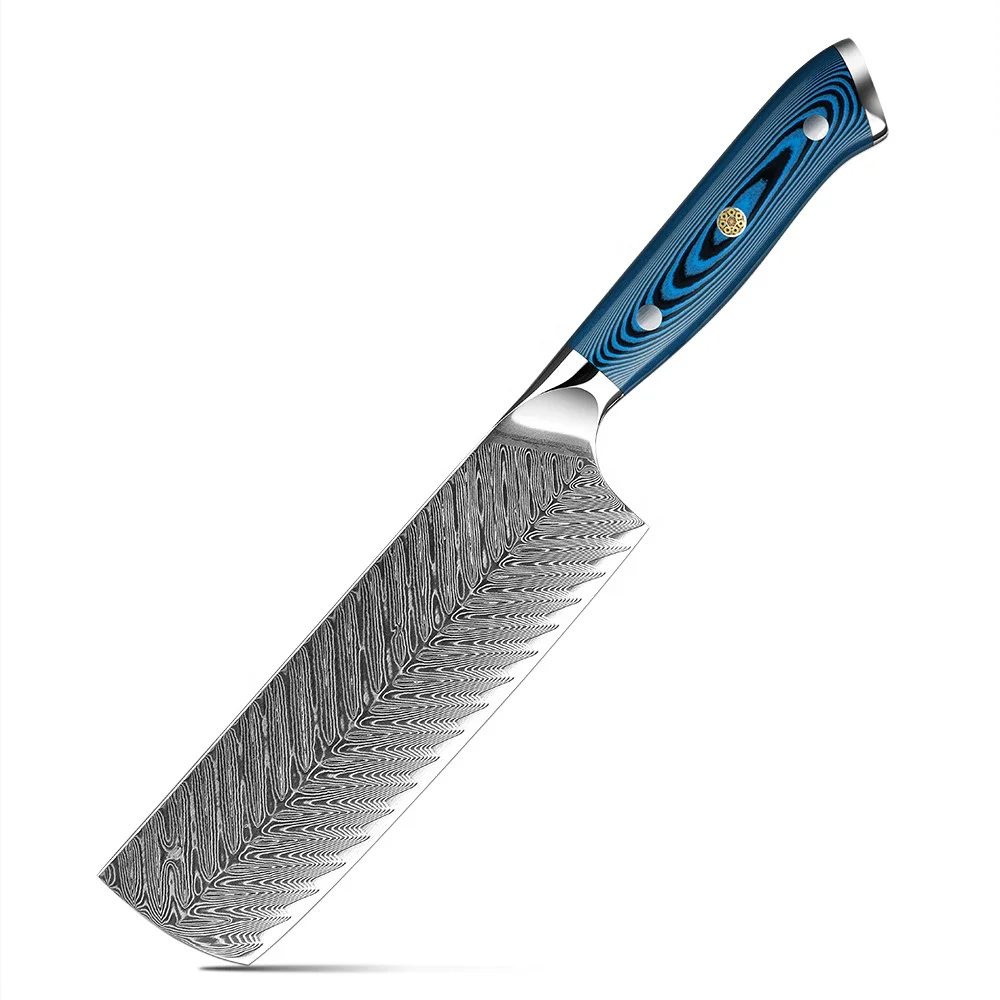 Premium Nakiri Knife, Hikari – Damascus Steel Blade, Pakkawood Handle, Professional Vegetable Cutting Tool - Hikari