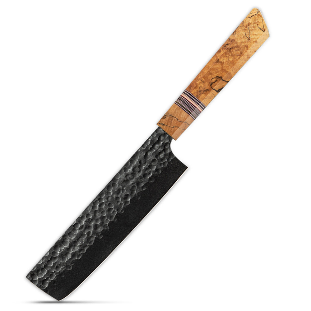 Nakiri [Vegetables Knife] - Vegetable Knife, Hikari – High-Carbon Steel Blade, Spalted Maple Handle, for Effortless Side Dish Preparation - Hikari