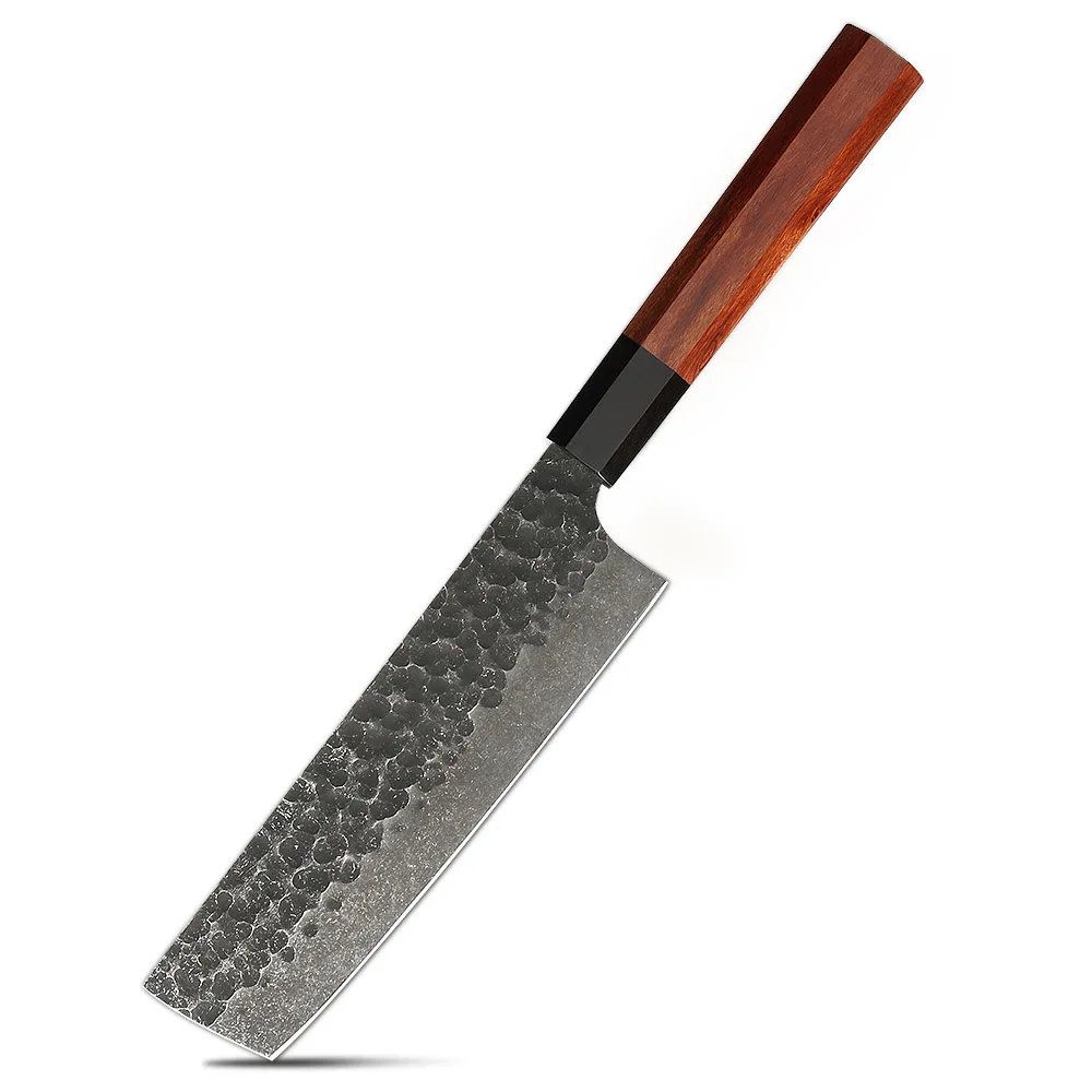 Nakiri Knife – High Carbon Steel Blade, Mahogany Wood Handle for Perfect Vegetable Slicing and Chopping - Hikari