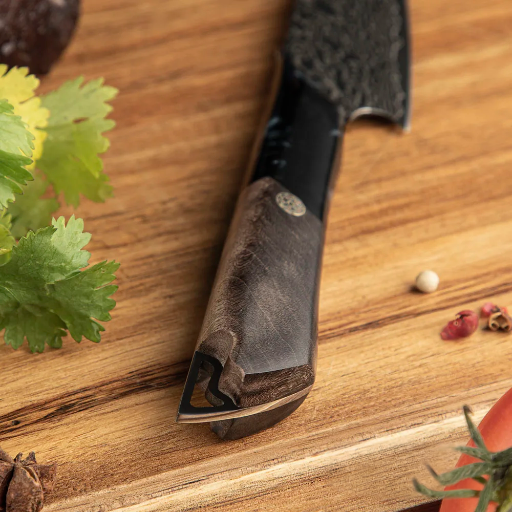 Premium Nakiri, Hikari – Vegetable Knife, Damascus and VG-10 Steel Blade, Maple and Resin Handle - Hikari