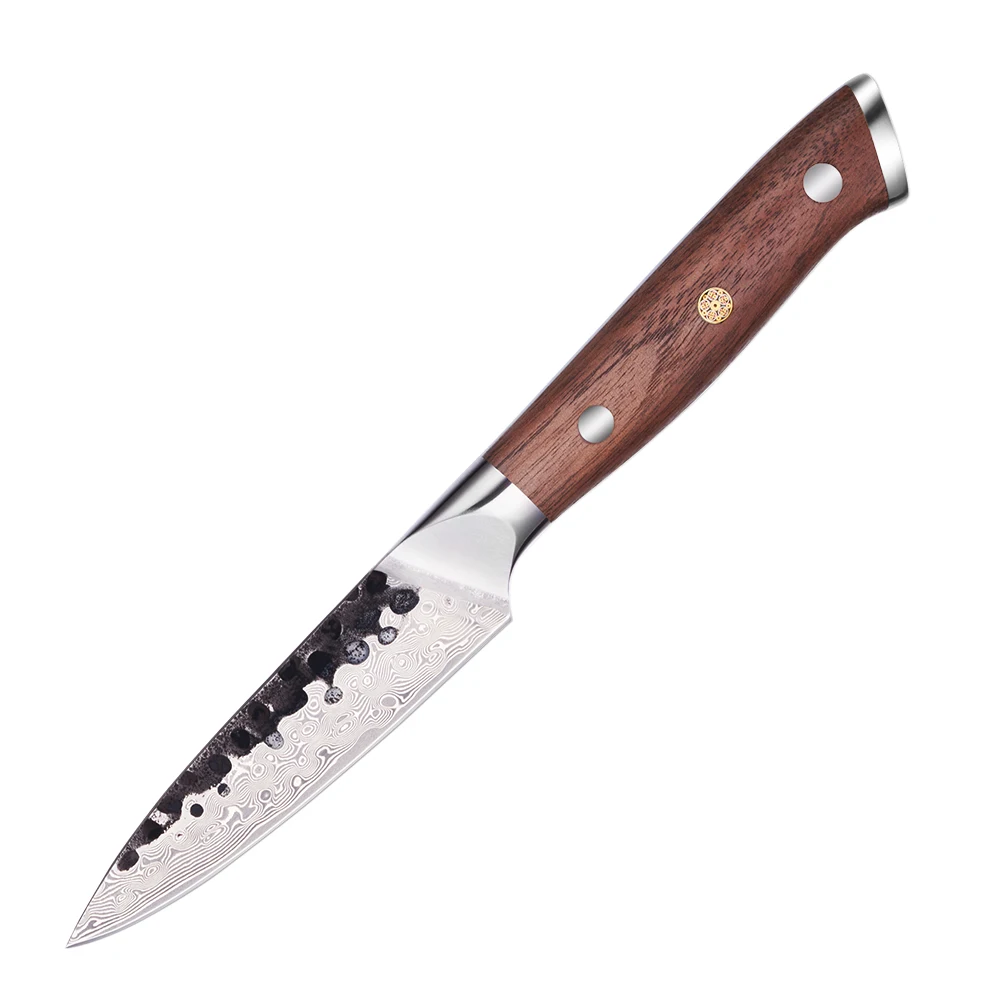 Paring Knife, Hikari – Damascus Blade with Premium Walnut Handle for Precision Cutting and Delicate Tasks - Hikari