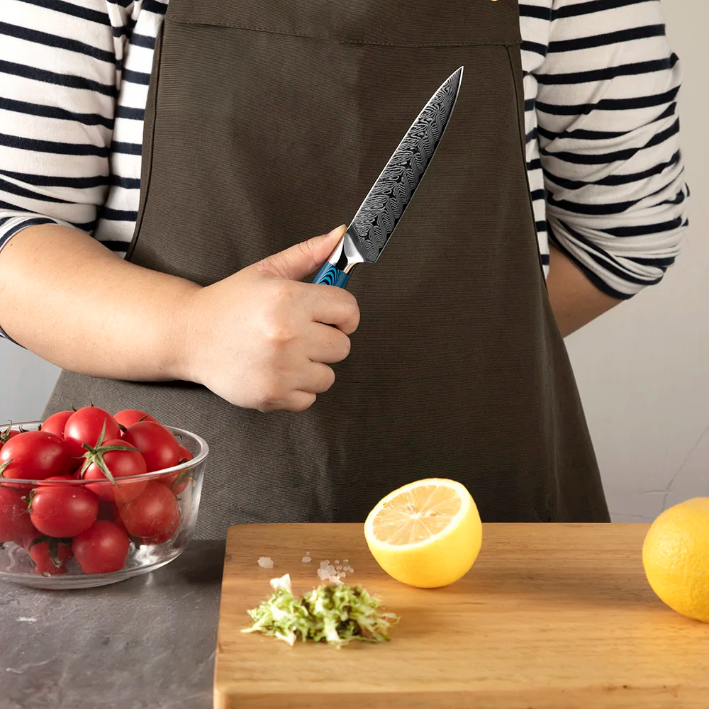 Professional Paring / Sharp Small Knife, Hikari – Damascus Blade, Pakkawood Handle, for Trimming Vegetables - Hikari