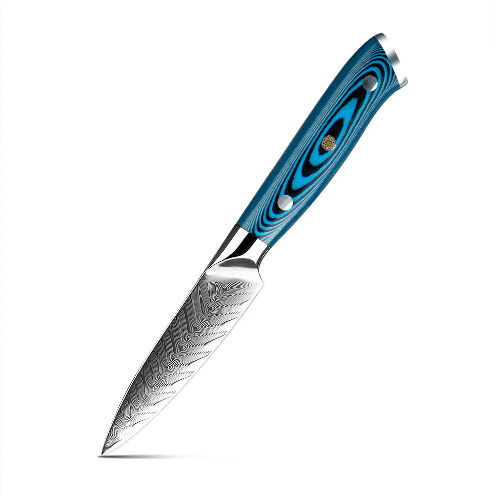 Professional Paring / Sharp Small Knife, Hikari – Damascus Blade, Pakkawood Handle, for Trimming Vegetables - Hikari