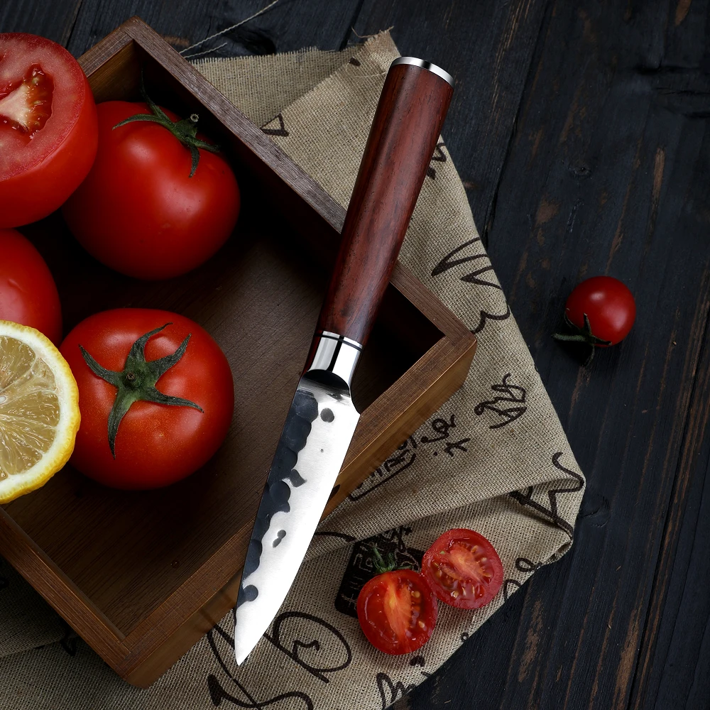 Kitchen Paring Knife, Hikari – High-Carbon Stainless Steel Blade, Ergonomic Rosewood Handle - Hikari