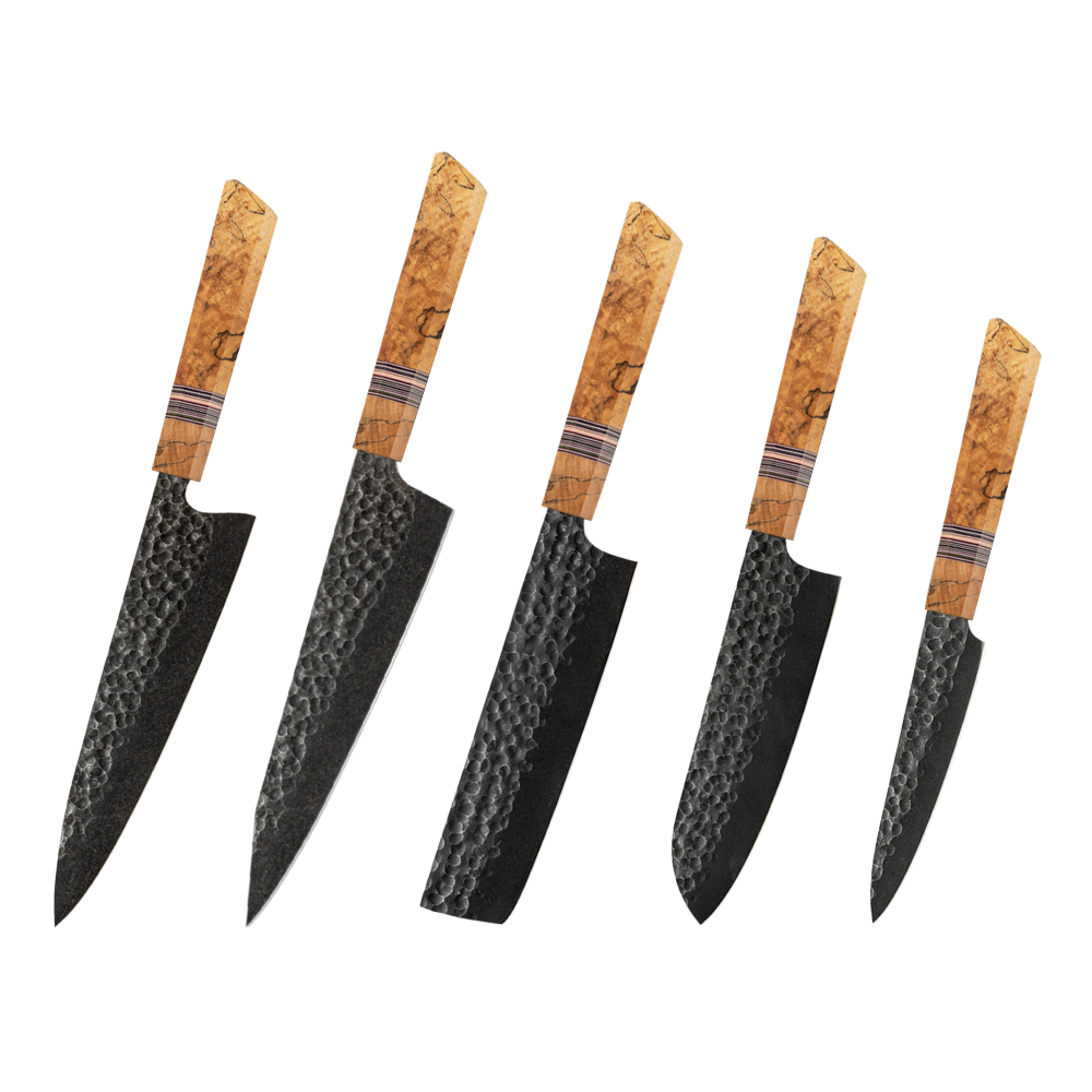 Knife Set Carbon Steel & Maple Handles H261