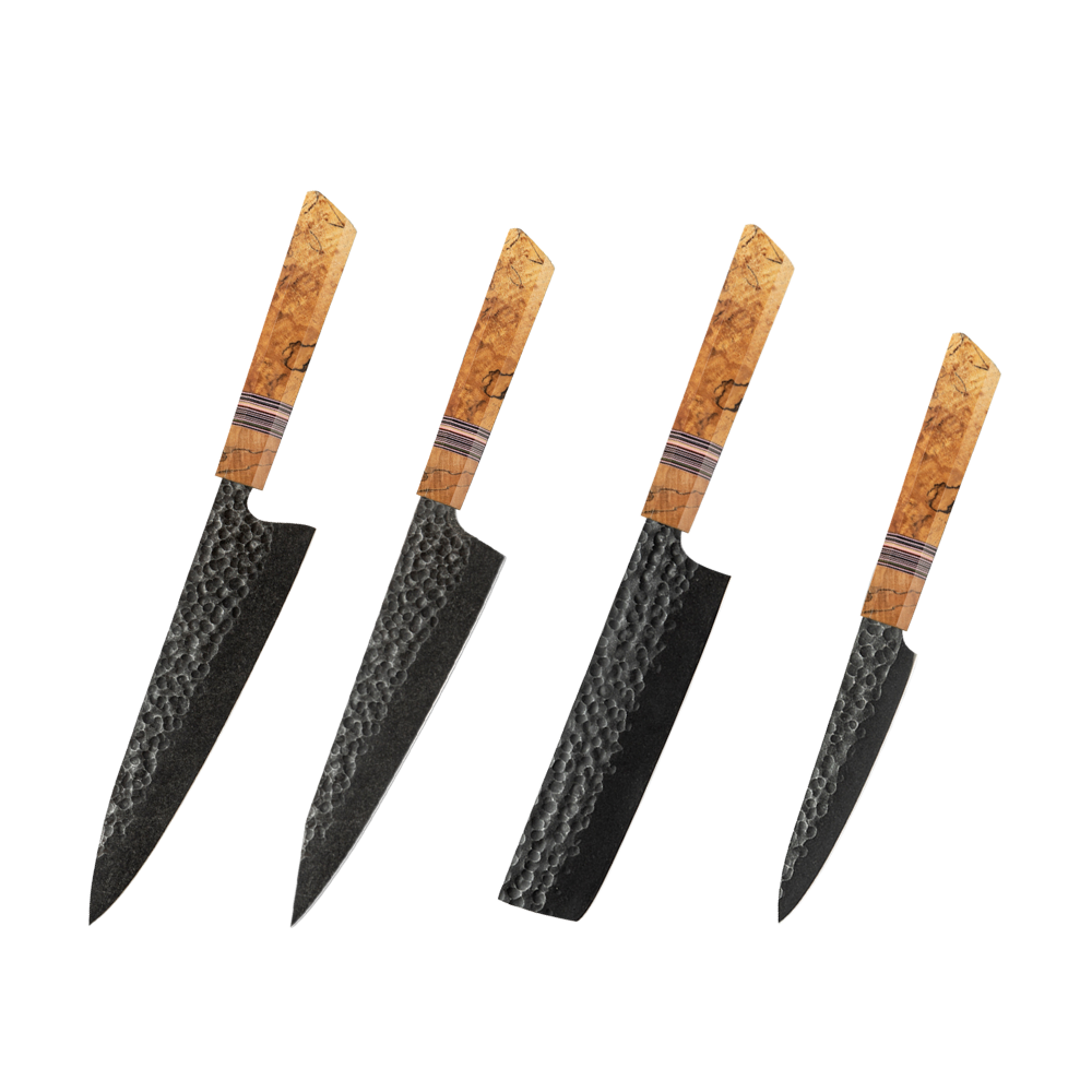 Knife Set Carbon Steel & Maple Handles H262