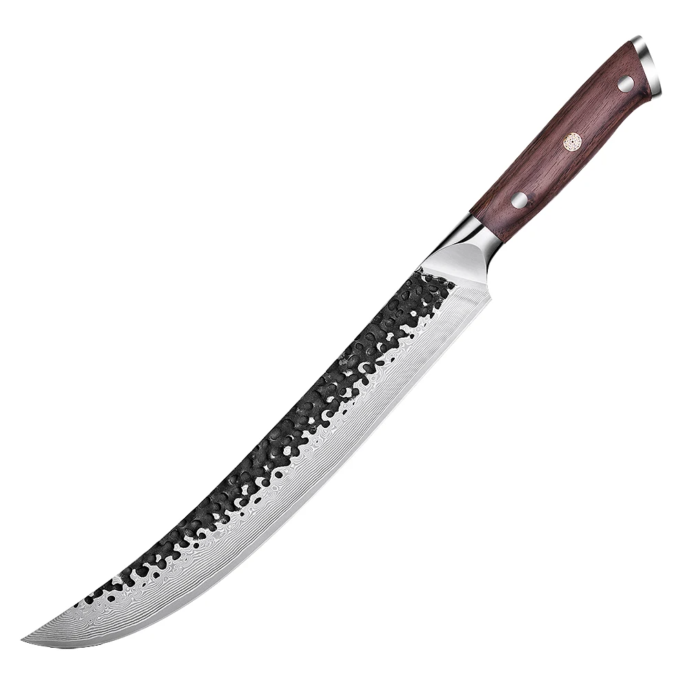Slaughter VG-10 Kurouchi Hammered Damascus Premium Walnut Handle 25cm - Hikari 