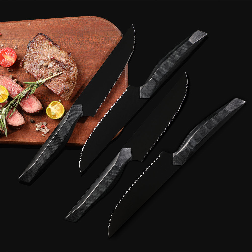 Professional Steak Knife, Hikari – Carbon Stainless Steel Blade Titanium Coating, G10 Handle for Perfect Steak Slicing - Hikari