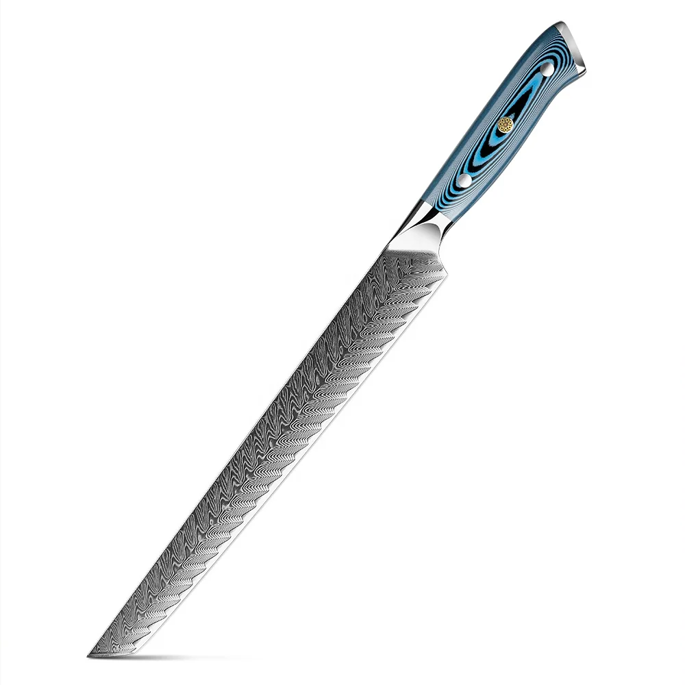 Hikari Sujihiki Knife – Damascus Blade, Pakkawood handle, for Slicing and Butchering Meat & Fish - Hikari