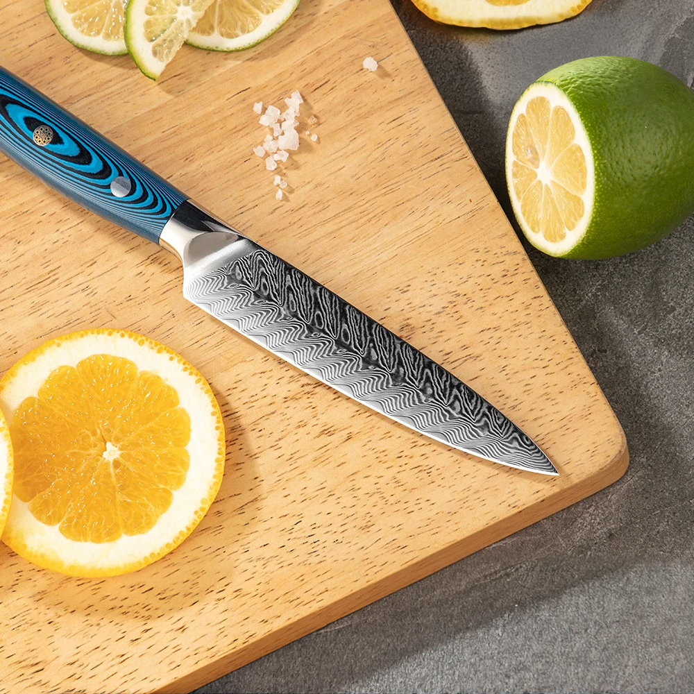 Premium Petty Knife, Hikari – Multi-Purpose Small Knife with Damascus and VG -10 Blade, for Precision Cutting - Hikari