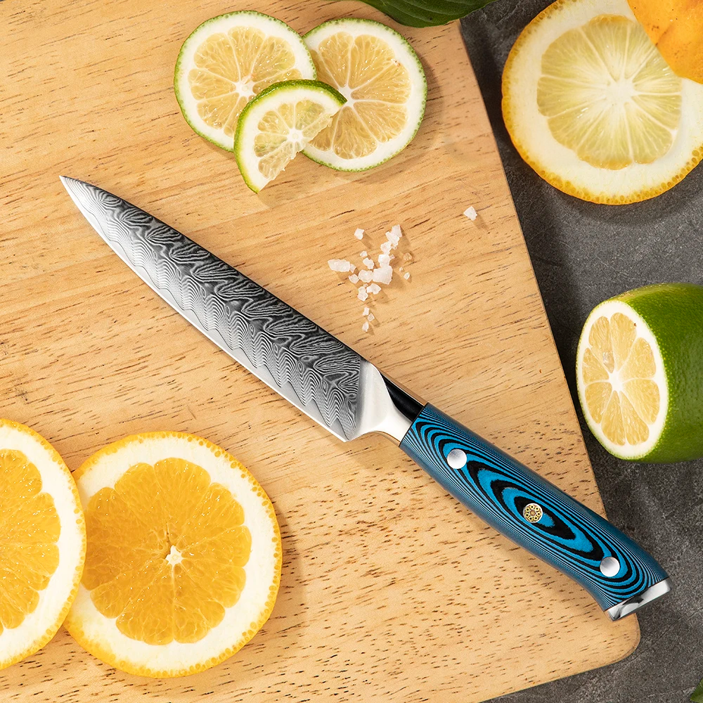 Premium Petty Knife, Hikari – Multi-Purpose Small Knife with Damascus and VG -10 Blade, for Precision Cutting - Hikari