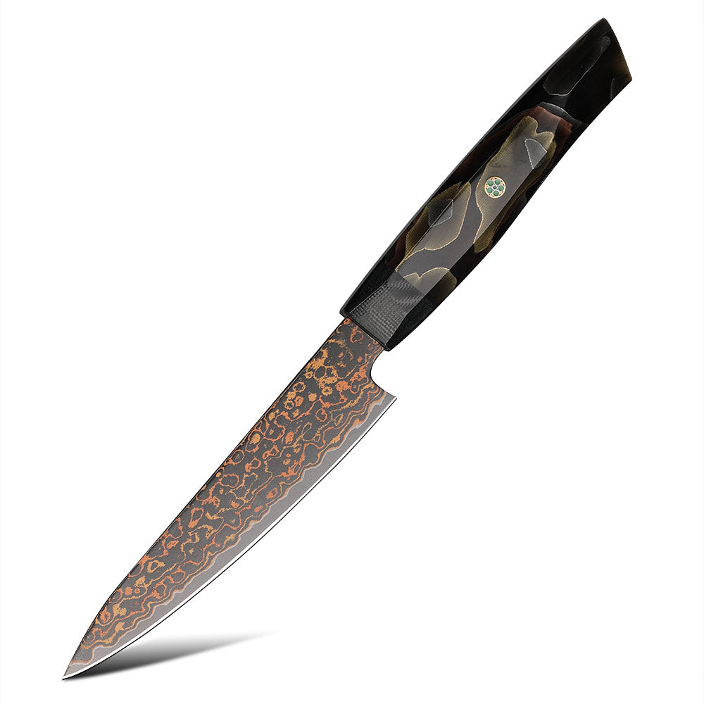 Petty / Utility [Small Knives] - Premium Utility Knife – VG -10 with Copper Damascus Steel – Versatile Kitchen Knife for Precision Cutting - Hikari